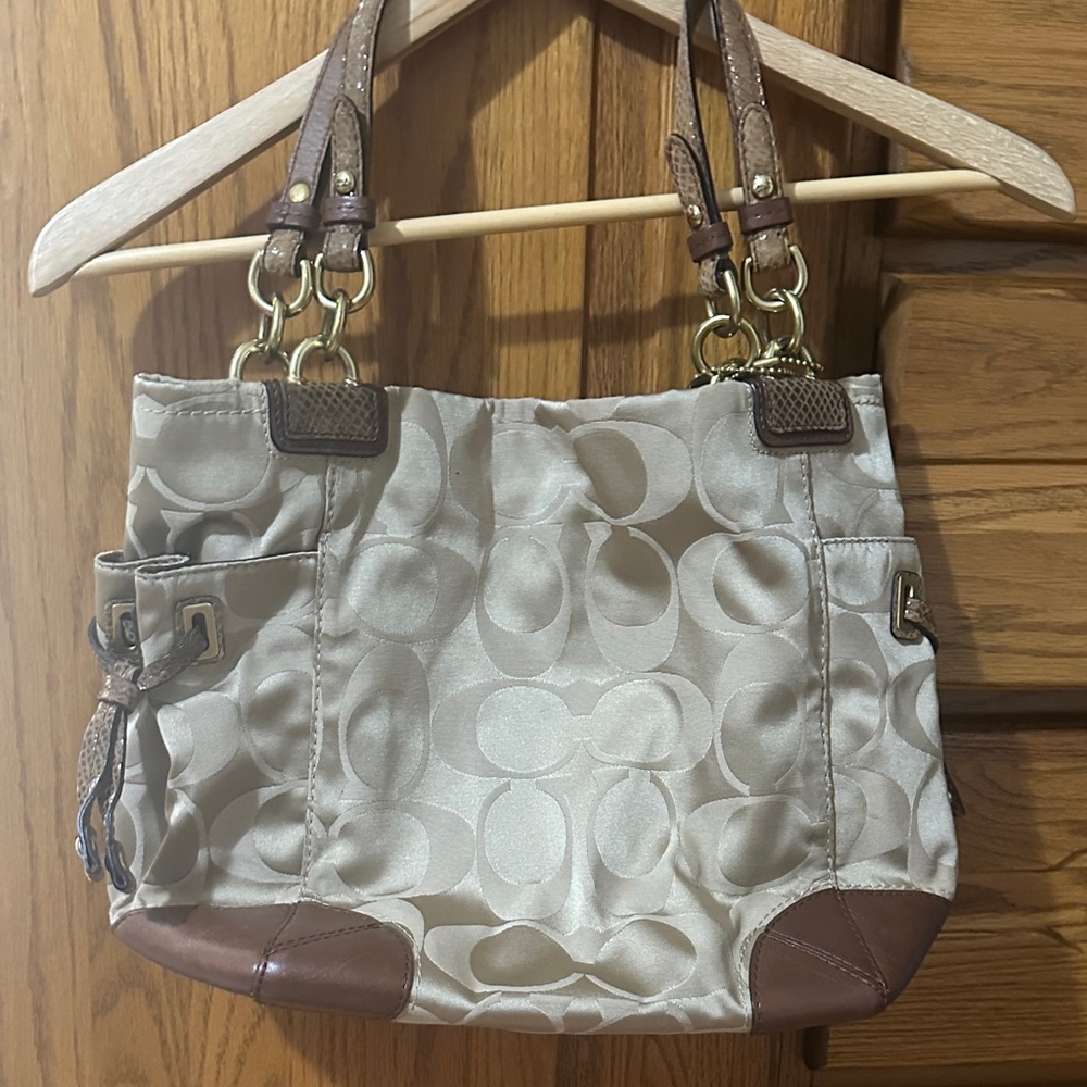 Coach Payton Cream and Brown Women's Handbag